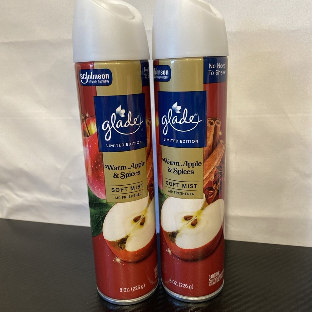GLADE  Soft Mist Warm Apple & Spices Air Fresheners 8.8 Oz Bottles Limited Ed‎